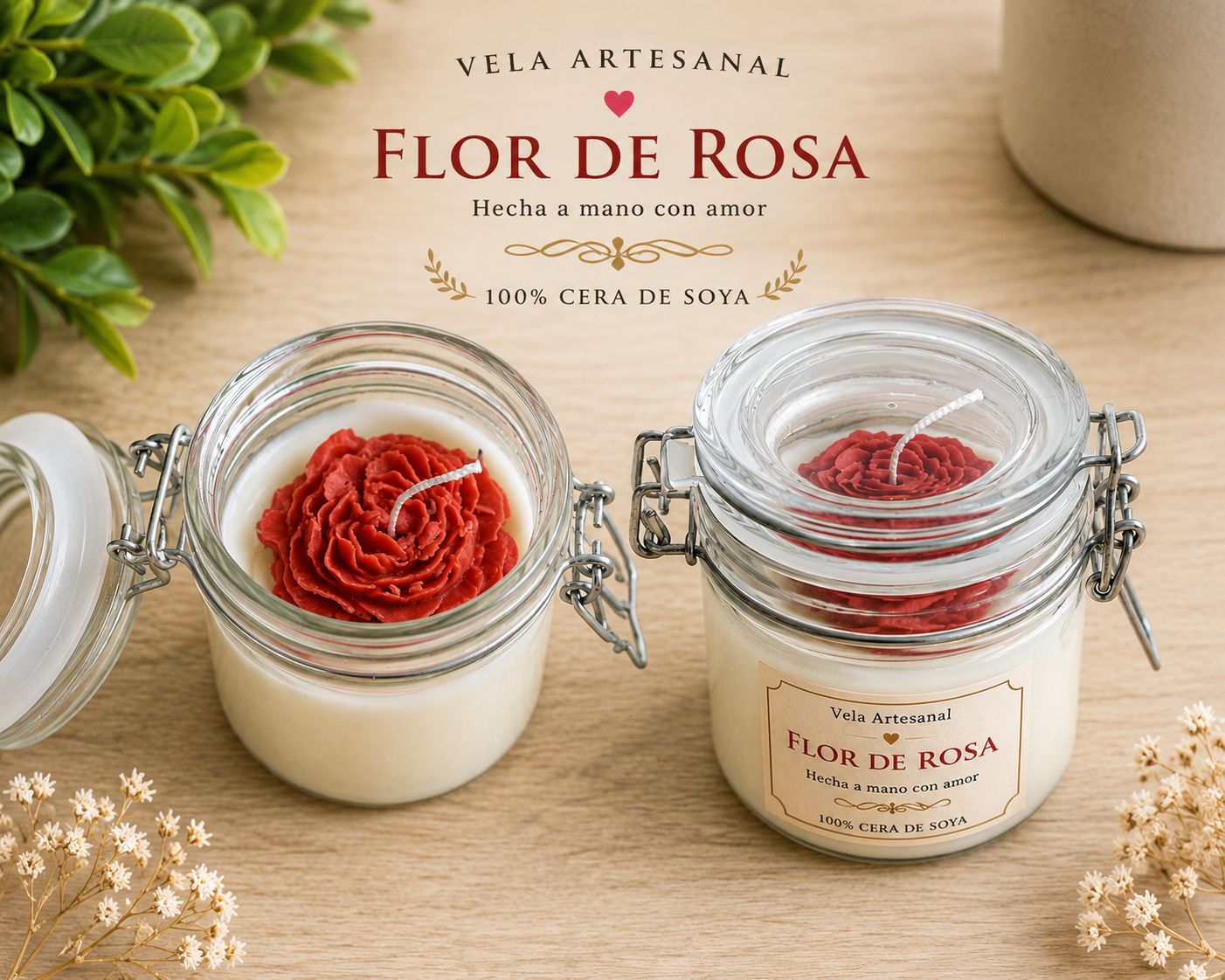 Vela Artesanal Flor de Rosa